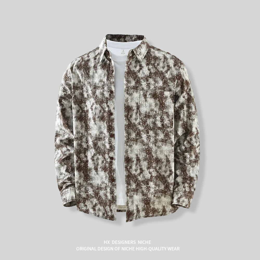 『扎染』汉序设计感  春季日系复古长袖衬衫男士纯棉宽松休闲衬衣,男装,汉服,淘宝优惠券,粉丝福利购,淘宝优惠卷