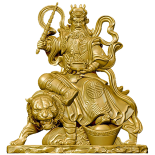 武财神赵公明供奉骑虎像赵元帅神像小摆件纯黄铜像精致开业礼物品