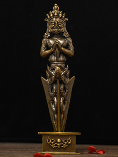 简修行莲师普巴金刚橛纯黄铜普巴金刚杵法器摆件手把件大号随身像