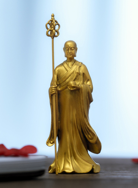 金色九华山地藏王菩萨像小摆件地藏菩萨佛像随身佛装饰禅意装饰品