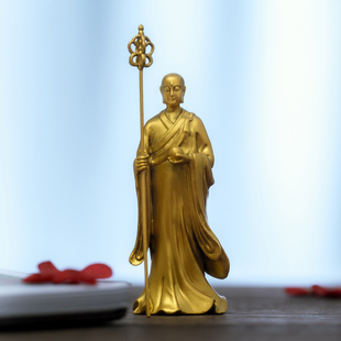 金色九华山地藏王菩萨像小摆件地藏菩萨佛像随身佛装 饰品 饰禅意装
