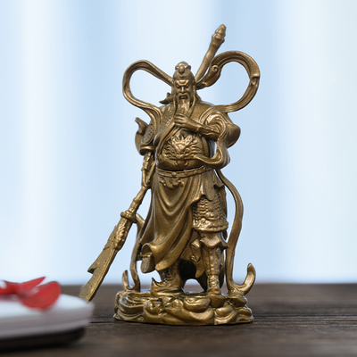 关公摆件客厅关二爷伽蓝菩萨武财神关羽铜像神像公司家居装饰礼品