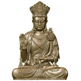 天冠弥勒菩萨佛像体摆件家用小巧茶宠纯黄铜像随身佛茶空间装饰品