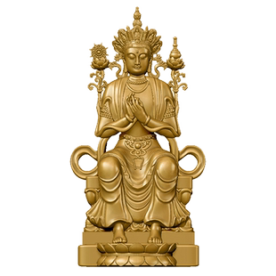 金色天冠弥勒佛摆件黄铜随身佛像中式禅意办公室茶空间家居装饰品
