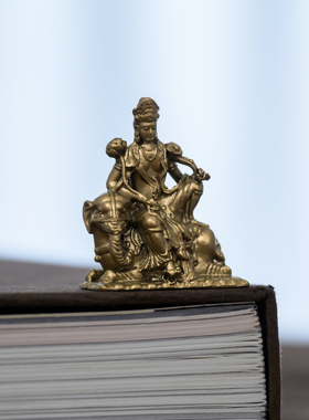 简修行白象普贤王如来文殊普贤佛像坐像黄铜像雕像精致迷你随身佛