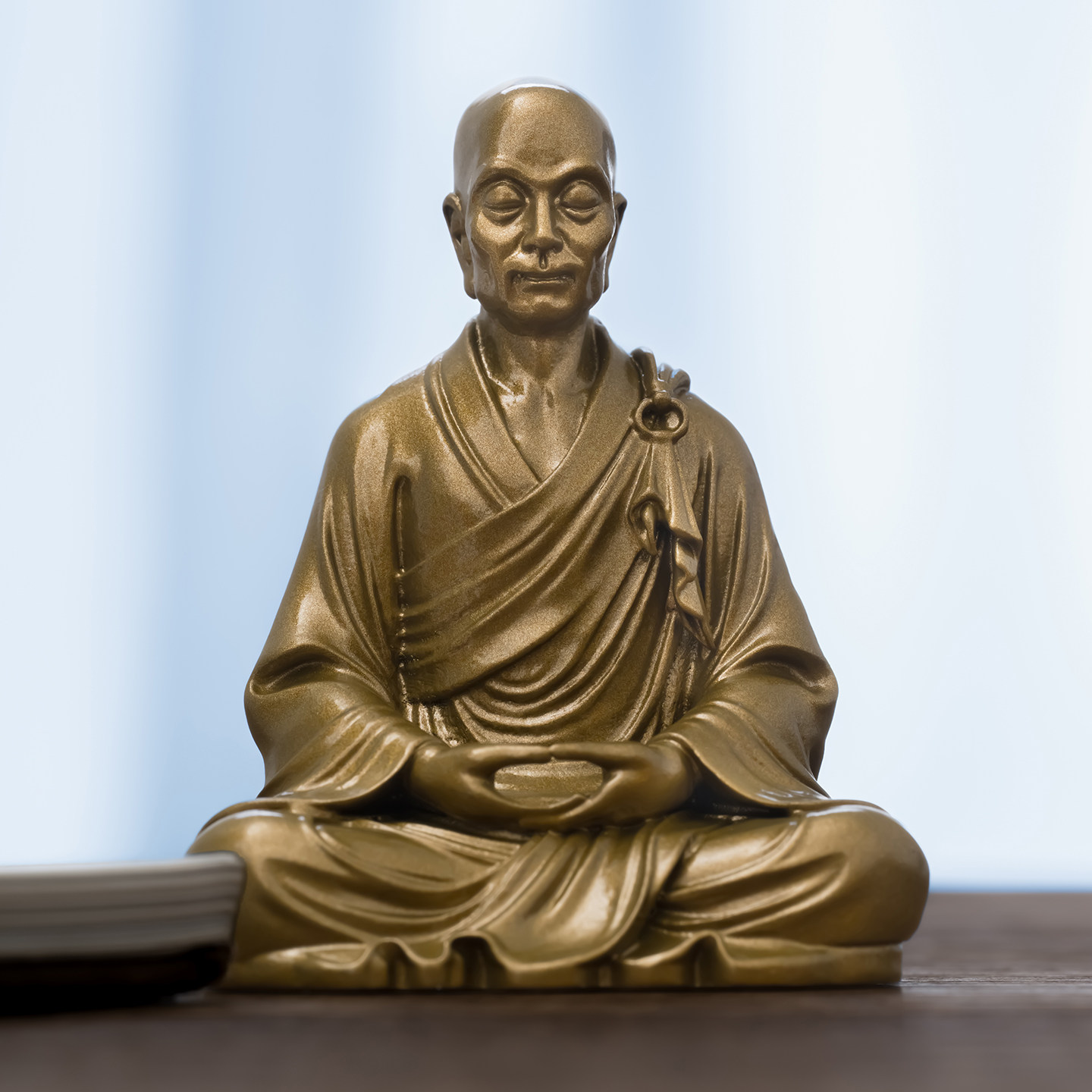 禅宗六祖慧能禅师像纯黄铜惠能法师摆件居家供奉中式客厅家居装饰