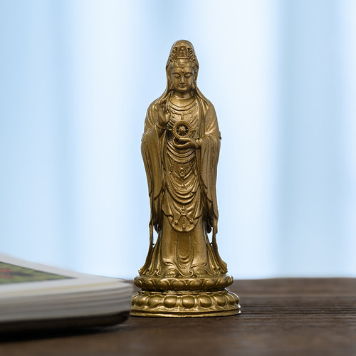 简修行黄铜观世音菩萨摆件随身佛
