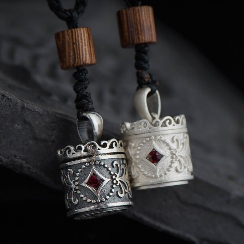 简修行纯s925银大悲咒吊坠女式款挂件项链随身饰品复古