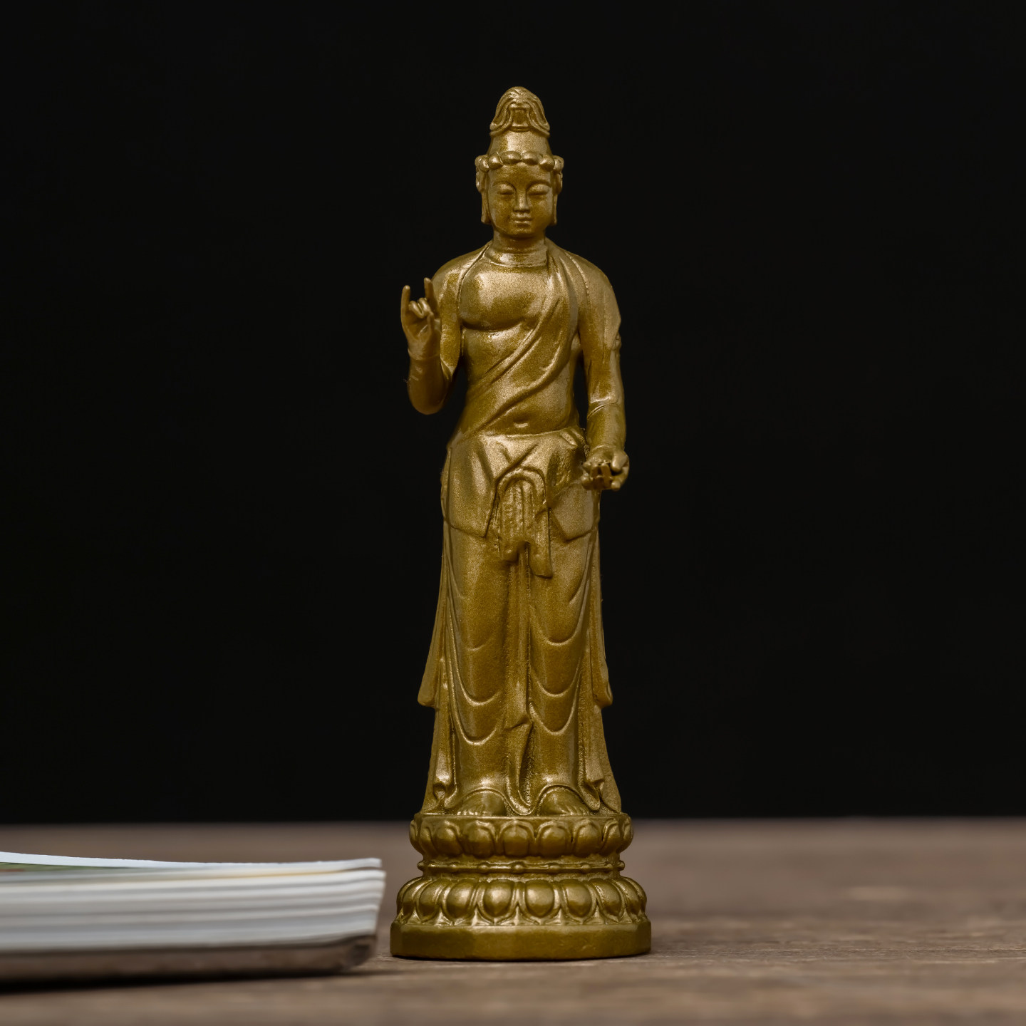 纯黄铜伎艺天女摆件大自在天佛像精致随身佛办公室茶空间家居装饰
