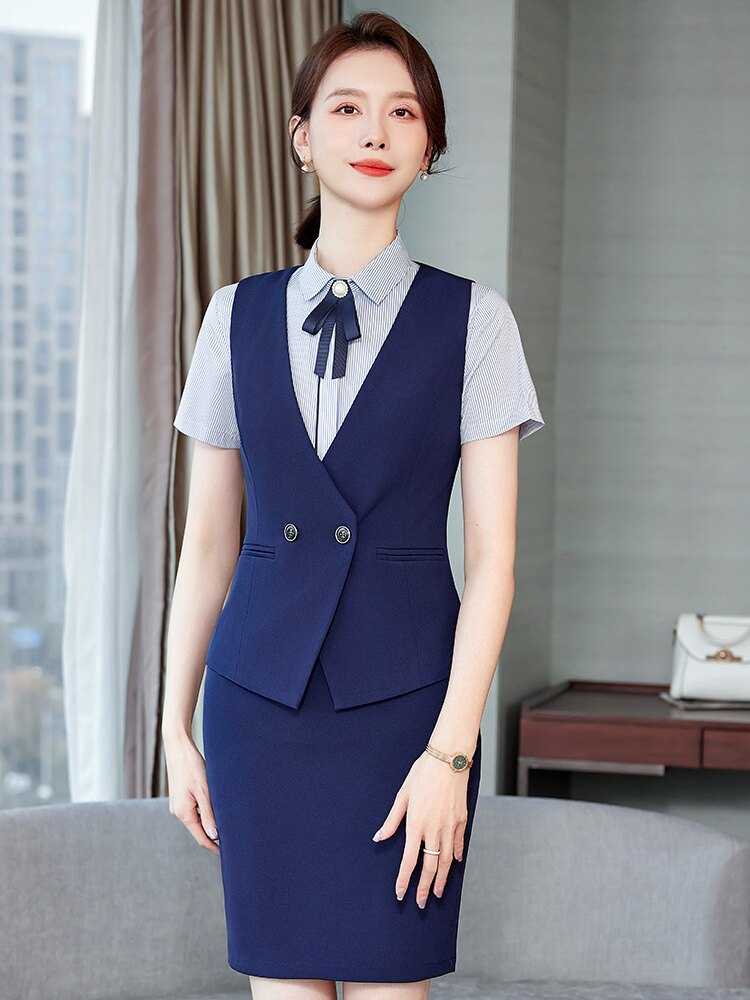 酒店前台接待经理工作服高端美容院KTV服务员工作服职业马甲套装