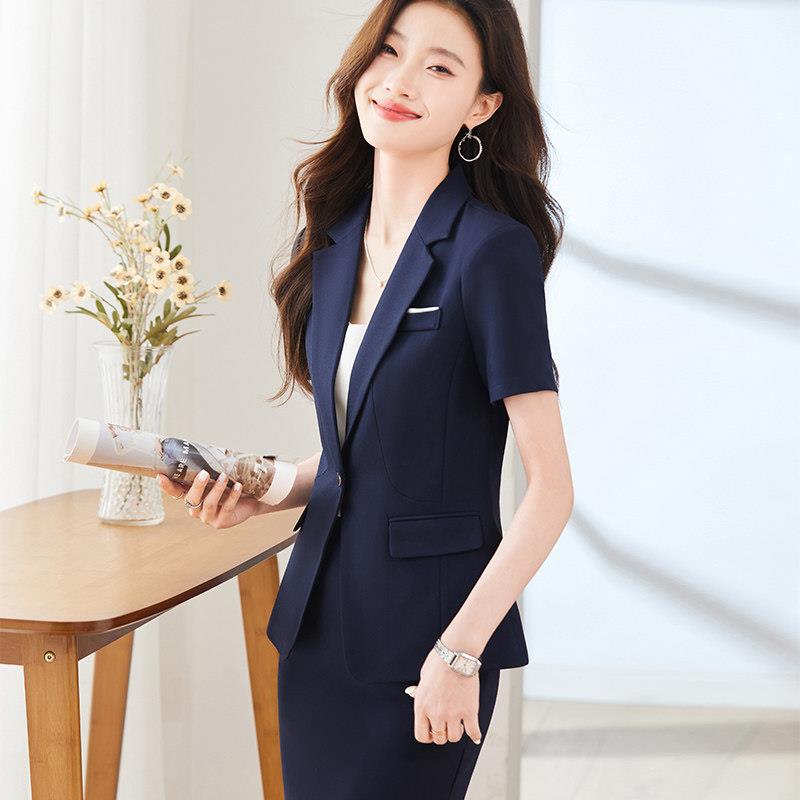 夏季短袖西装外套女2026新款气质职业正装酒店前台经理工作服套装
