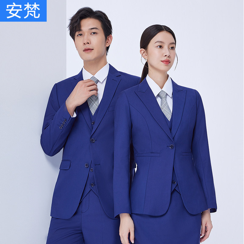 男女同款职业西装套装女商务正装双开叉单扣西服外套工作服4S工装
