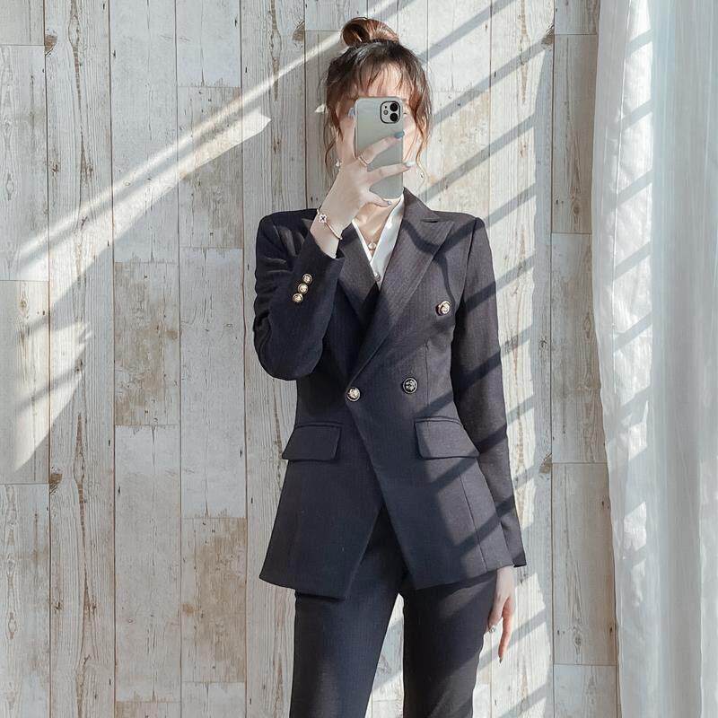 职业西装套装女时尚气质白领干练通勤条纹西服秋冬2024新款工作服