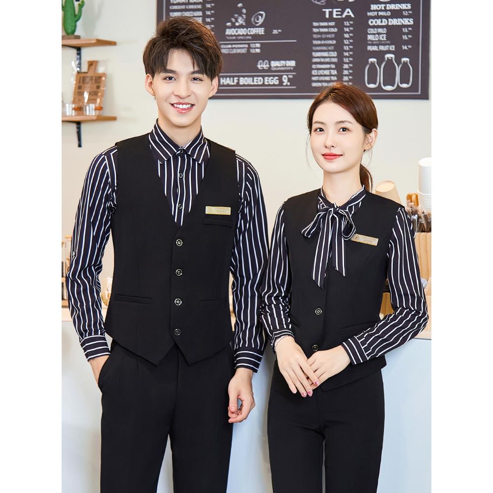 酒吧KTV台球室工装男长袖酒店餐厅前台收银餐饮饭店服务员工作服