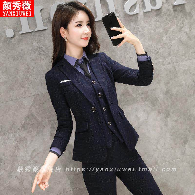秋冬新款职业装西装套装女时尚英伦风工作服气质西服商务面试正装