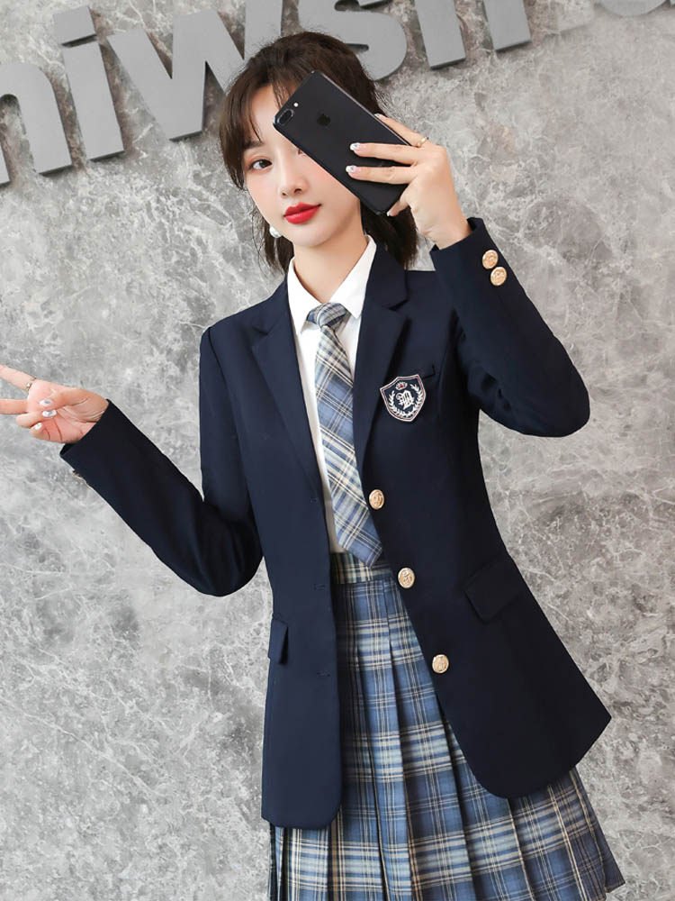 学院风小西装外套女春秋新款JK制服幼师园服英伦风西服百褶裙套装