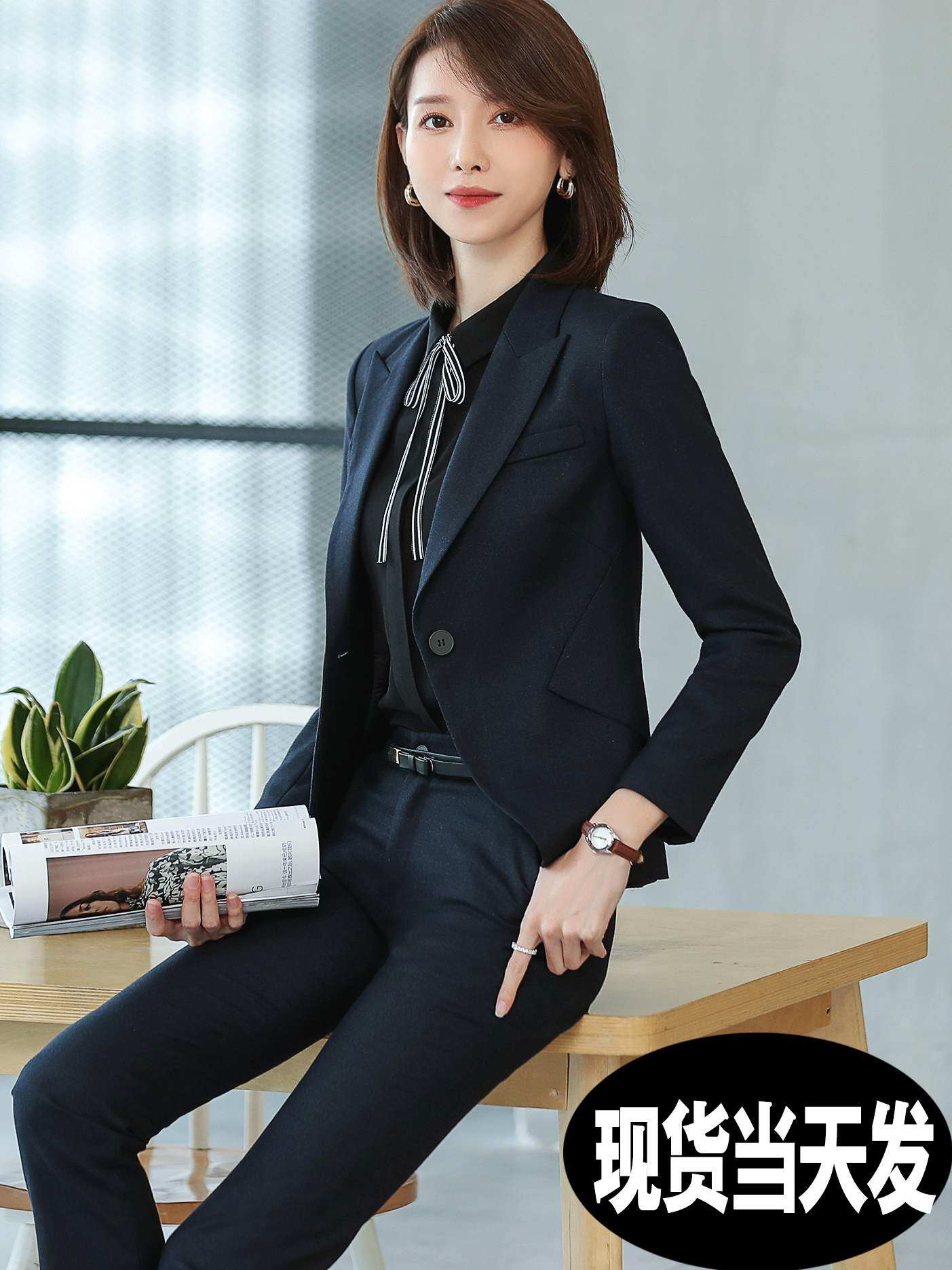 小西装职业套装女2020秋冬气质酒店前台经理白领西服正装工作服女
