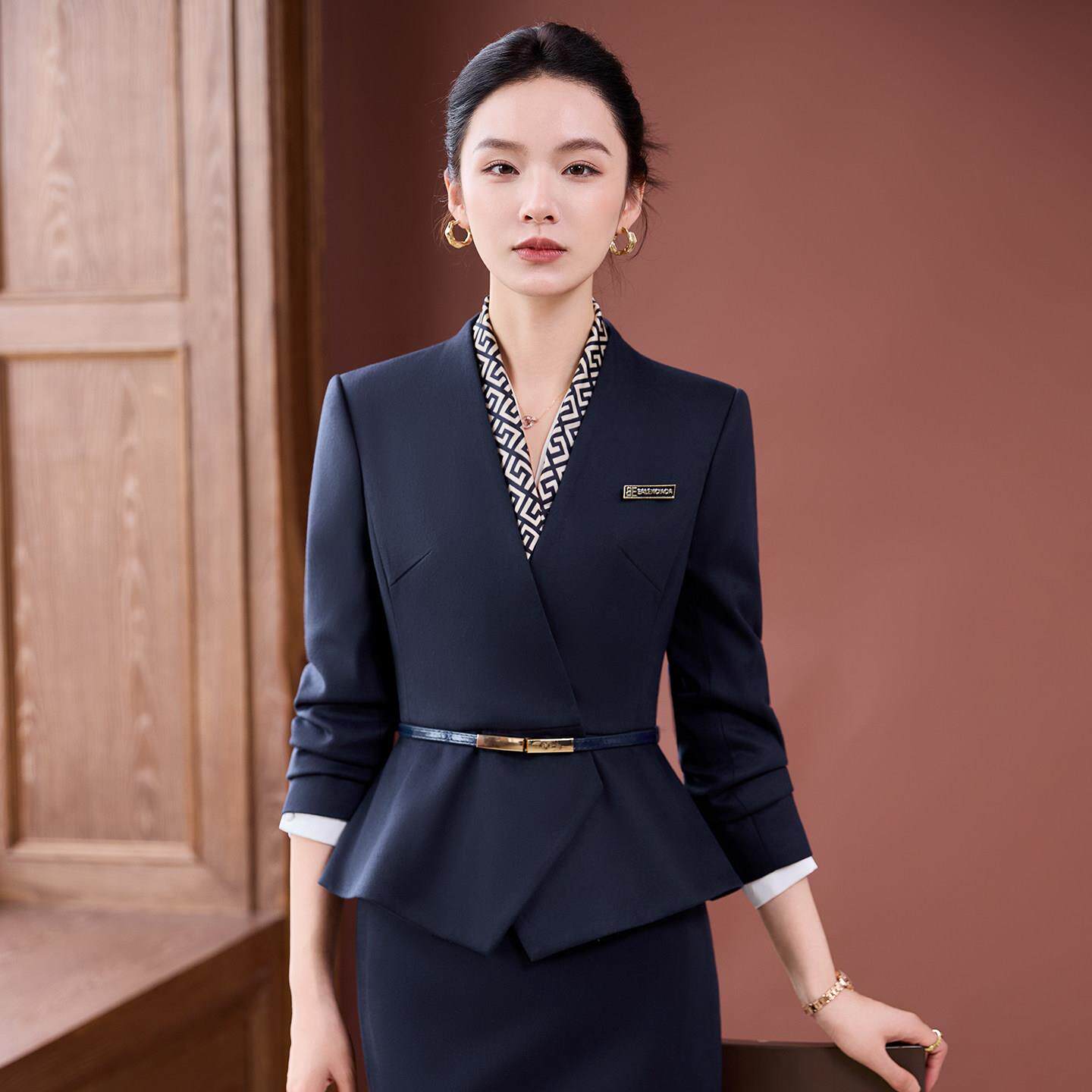 职业西装套裙女秋冬珠宝店前台接待工作制服医美整形酒店销售工装