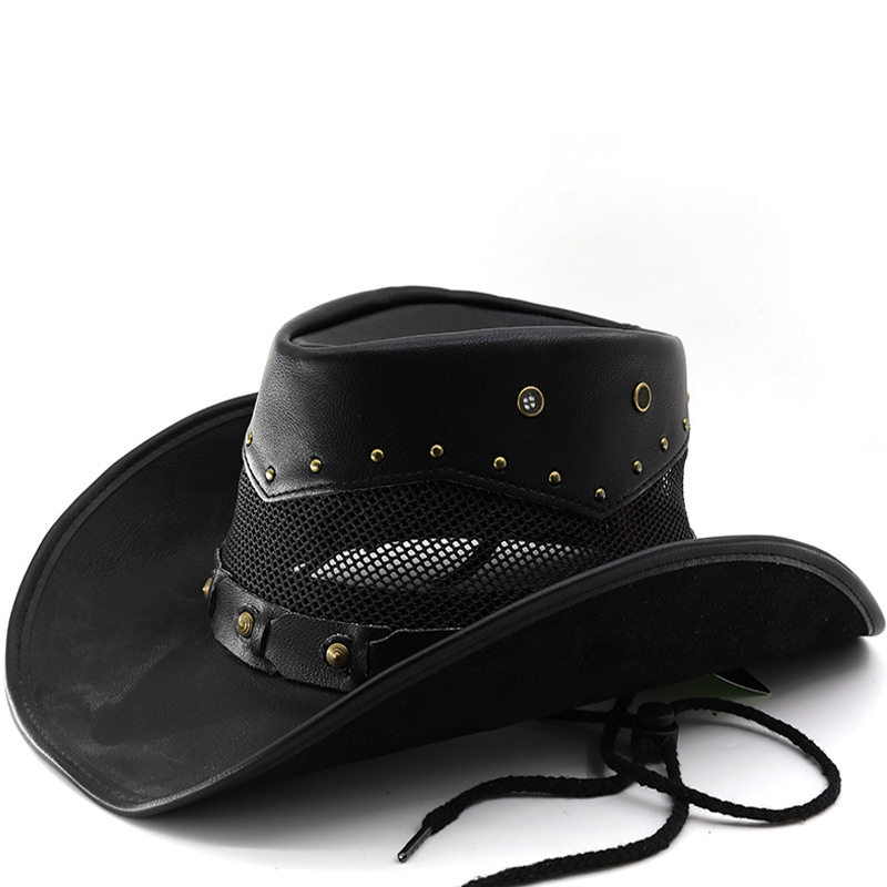 新款遮阳美式牛仔帽大沿复古骑马蒙古帽防晒沙滩帽遮阳男女情侣