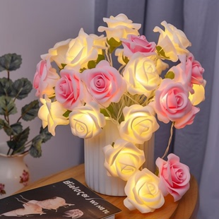 情人节玫瑰花小彩灯串灯求婚室内布置少女卧室房间生日装饰氛围灯