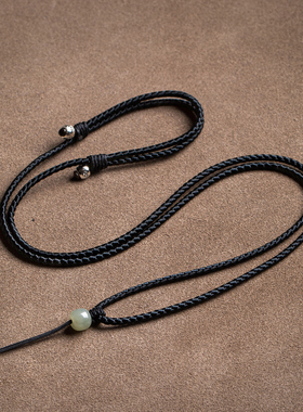 花素纯手工精编挂坠绳和田玉挂绳黑色项链绳玉石玉佩高档挂件绳女