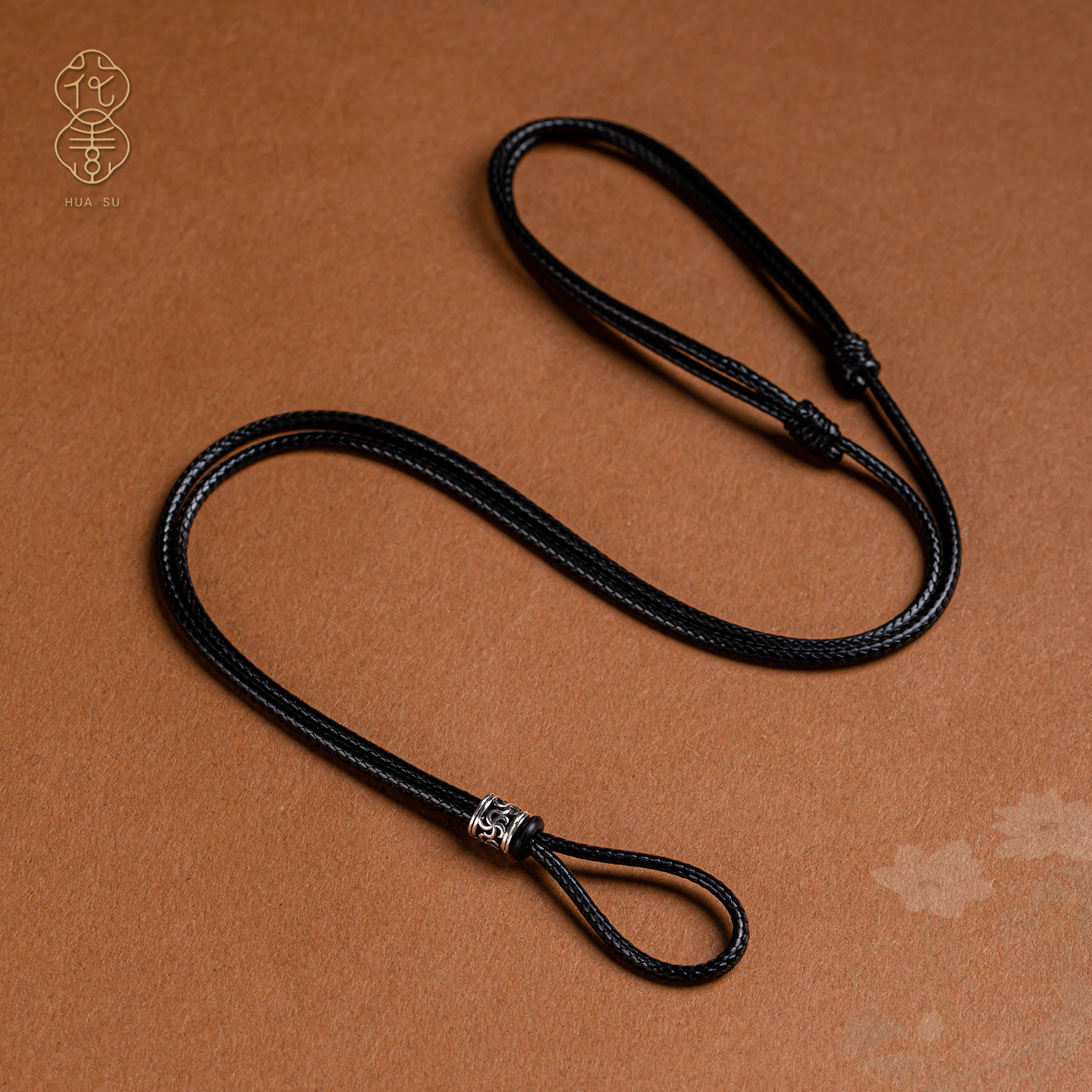 保真纯银情侣款蜡皮项链绳