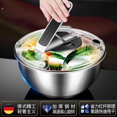 不锈钢蔬菜沙拉脱水器手摇式甩干机电动果蔬沥水篮厨房家用洗菜盆