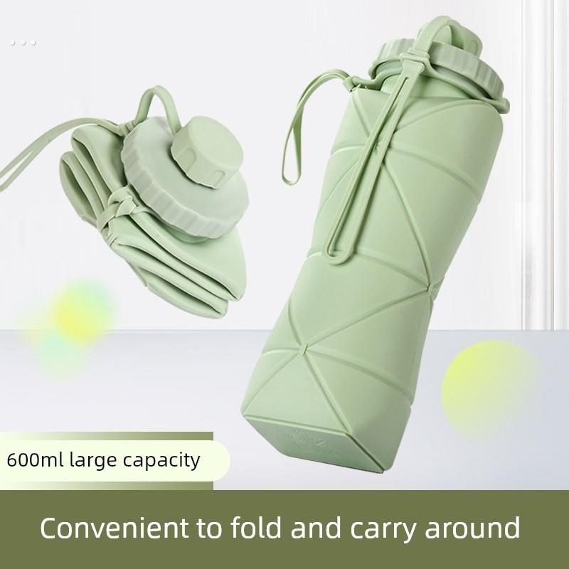 硅胶折叠水杯600ml大容量户外旅行运动便携硅耐高温食品级折叠杯