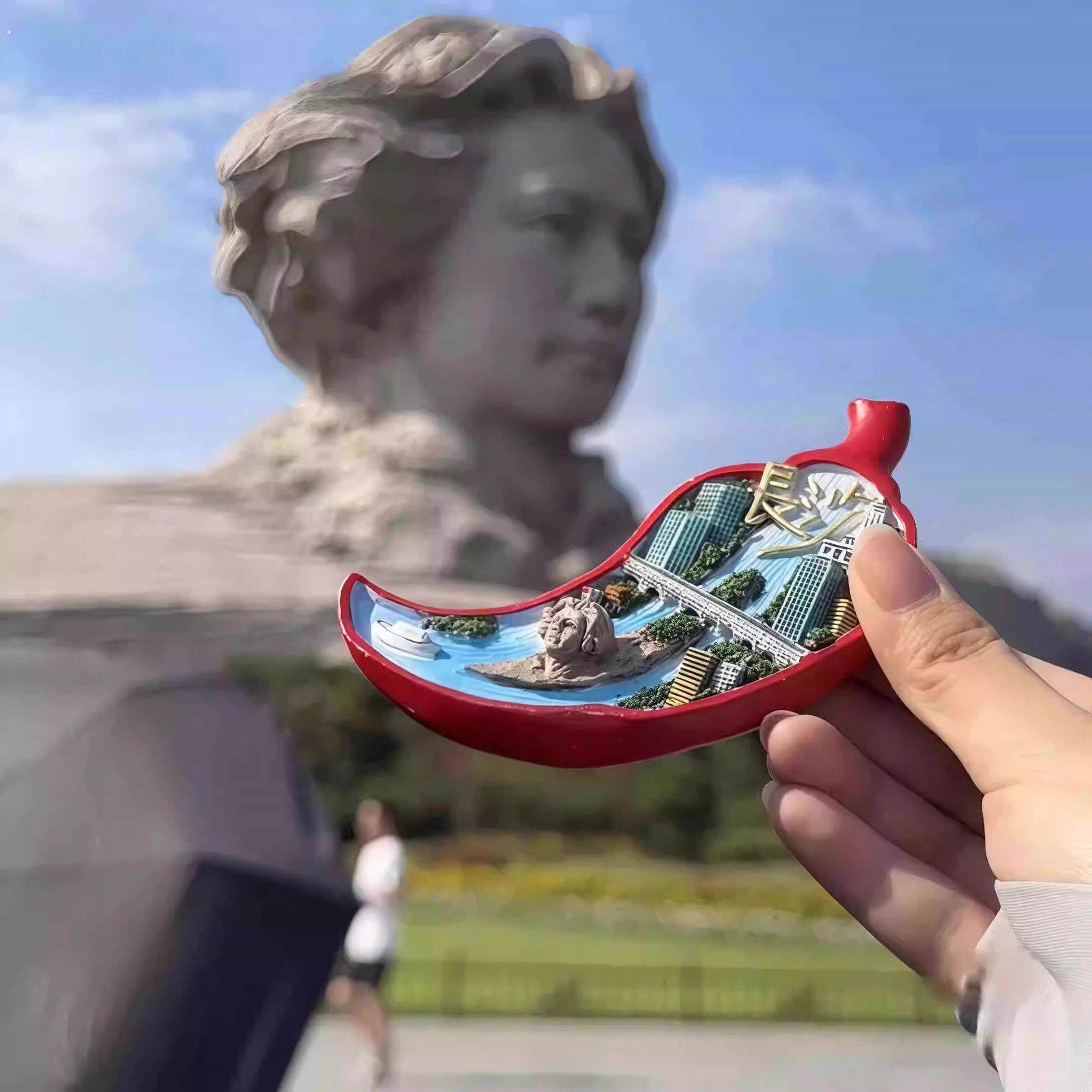 大辣椒里的橘子洲头冰箱贴湖南长沙文创旅游纪念伴手礼送闺蜜礼物