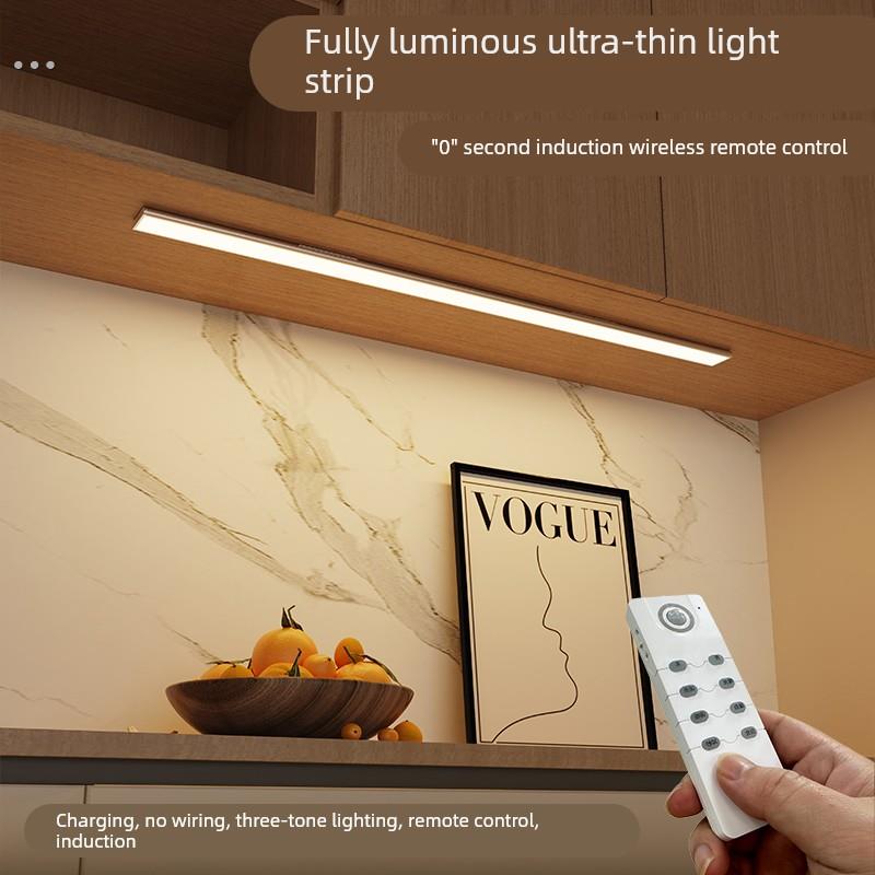 超薄感应灯条磁吸遥控免插电充电酒柜展示柜餐边柜衣柜子感应灯带