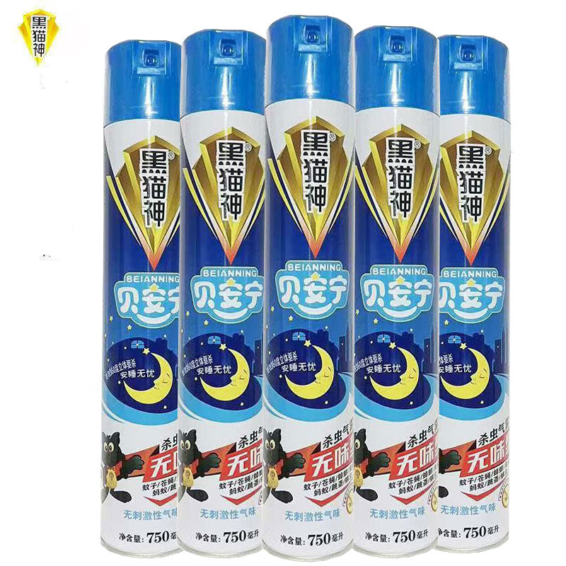 黑猫神无味杀虫剂大瓶750毫升气雾喷雾剂家用蚂蚁苍蝇蟑螂杀蚊子图片