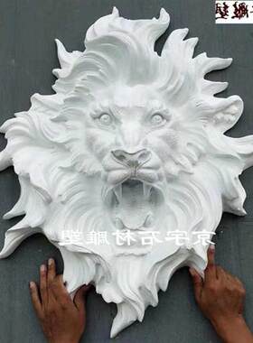 现货玻璃钢狮子头雕塑吐水狮子头挂件欧式水池庭院墙壁装饰品摆件