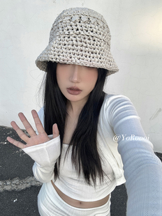 新款 镂空设计遮阳百搭手工编织渔夫帽逛街出游帽子女 夏季 YoRoooi