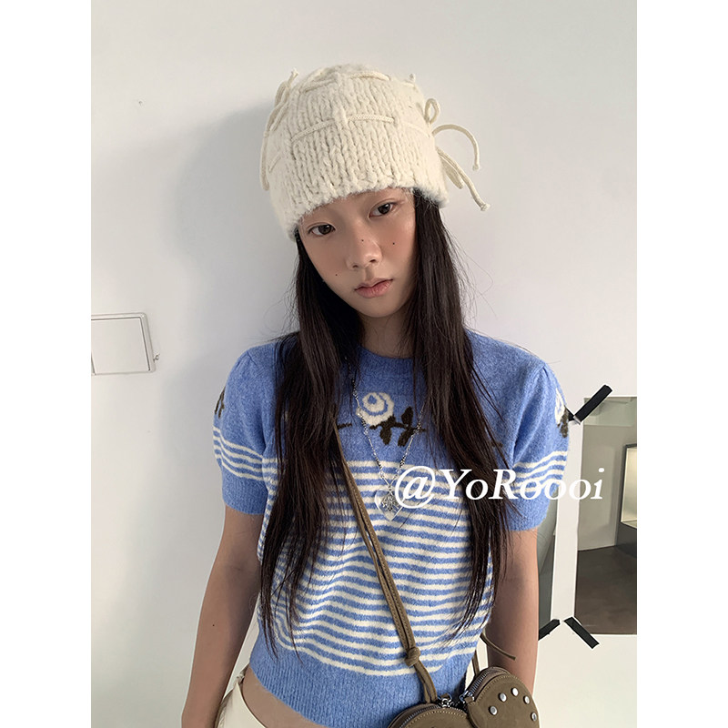 小众可爱减龄立体蝴蝶结针织帽