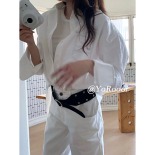 YoRoooi 韩系ins简约百搭绒面皮带黑色高级感腰带休闲腰封女 新款