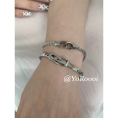 百搭夏日双环锁扣手镯手链简约