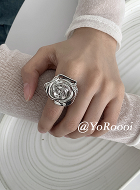 高级感轻奢法式立体花朵开口戒指