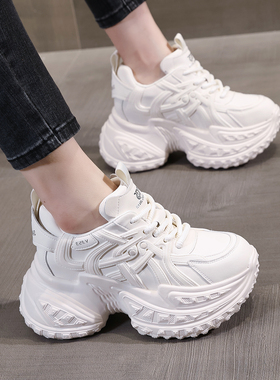 厚底老爹鞋女内增高2025新款小个子女鞋爆款百搭显瘦休闲鞋显脚小