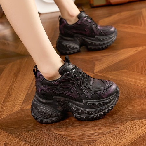 内增高老爹鞋女榴莲底加绒棉鞋