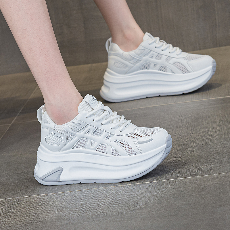 网面透气老爹阿甘鞋女薄款内增高