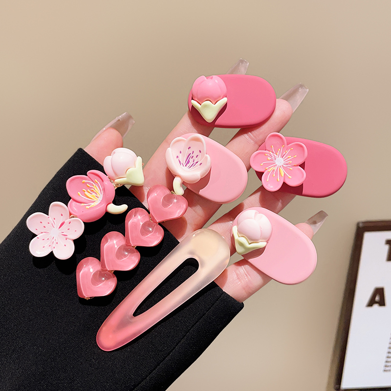 粉色花朵发卡刘海发夹女前额侧边