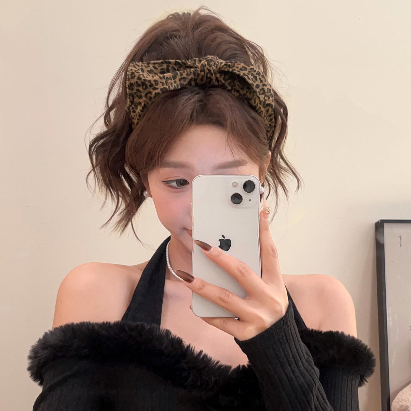 韩版豹纹蝴蝶结发箍女网红宽边打结头箍外出压发发卡百搭复古发捆