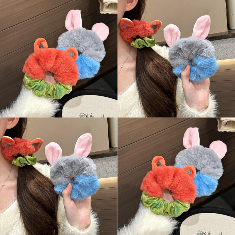 卡通疯狂动物城朱迪尼克毛绒发圈