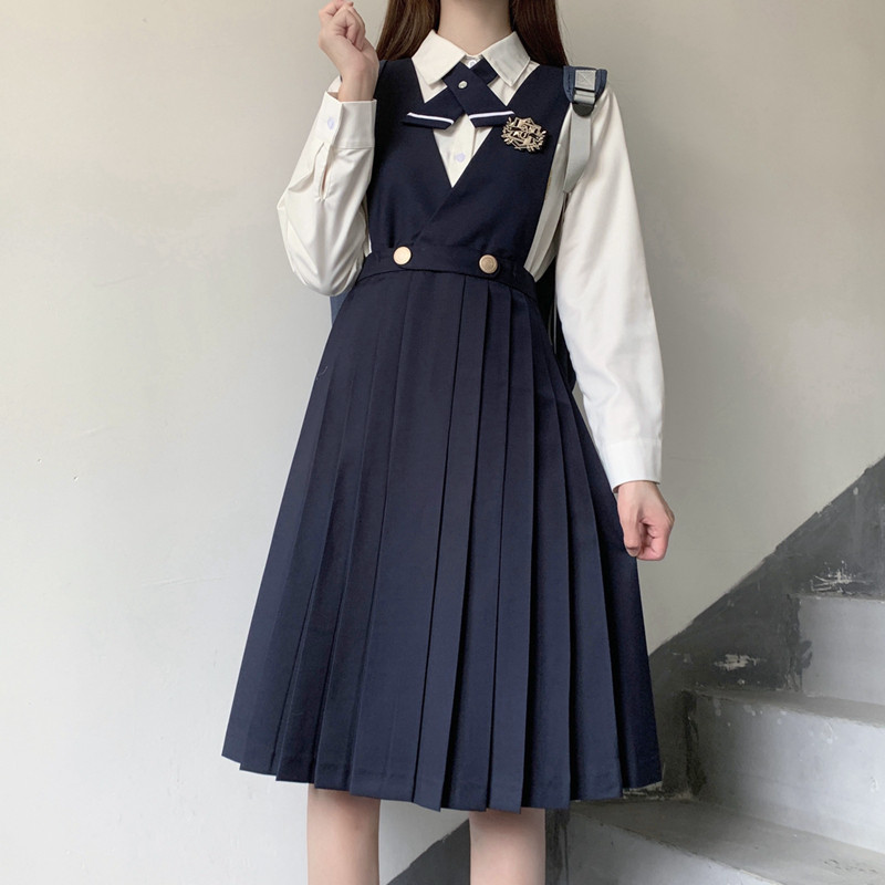【颜沐溪】沢也私立 原创日系jk制服护奶裙卡奶裙 背心连衣裙女