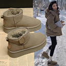 厚底增高雪地靴女款皮毛一体短靴2025新款冬季保暖棉鞋加绒面包鞋