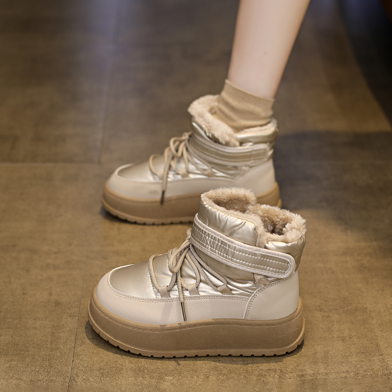 厚底增高加绒保暖勃肯鞋皮毛一体雪地靴女2025新款冬季东北大棉鞋