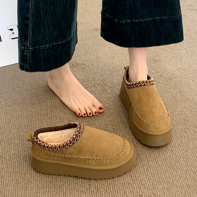 厚底增高加绒勃肯鞋女2025冬季新款保暖雪地靴爆款乐福鞋大棉鞋子