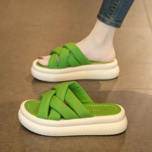 女夏季 一字拖鞋 外穿2025小众韩版 百搭薄荷曼波风格 网红时尚 凉拖鞋