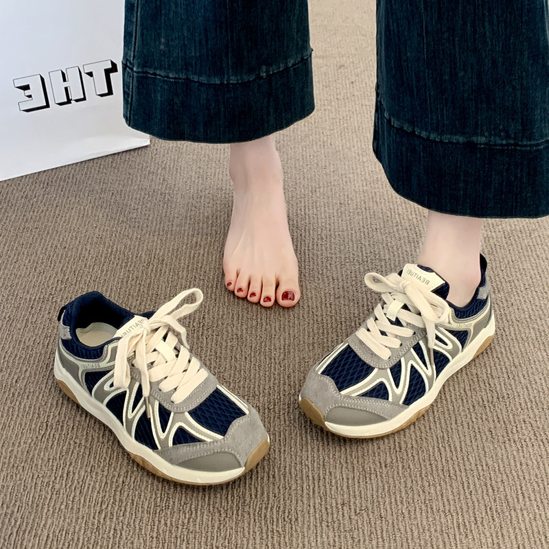 爆款德训鞋女款2025秋季新款透气网面百搭运动休闲小白女鞋板鞋子
