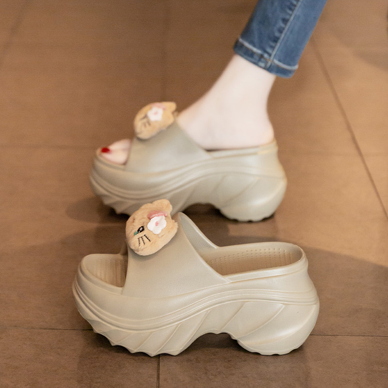 厚底松糕凉拖鞋女夏外穿2025新款小个子增高高跟沙滩鞋卡通一字拖,女鞋,一字拖,淘宝优惠券,粉丝福利购,淘宝优惠卷